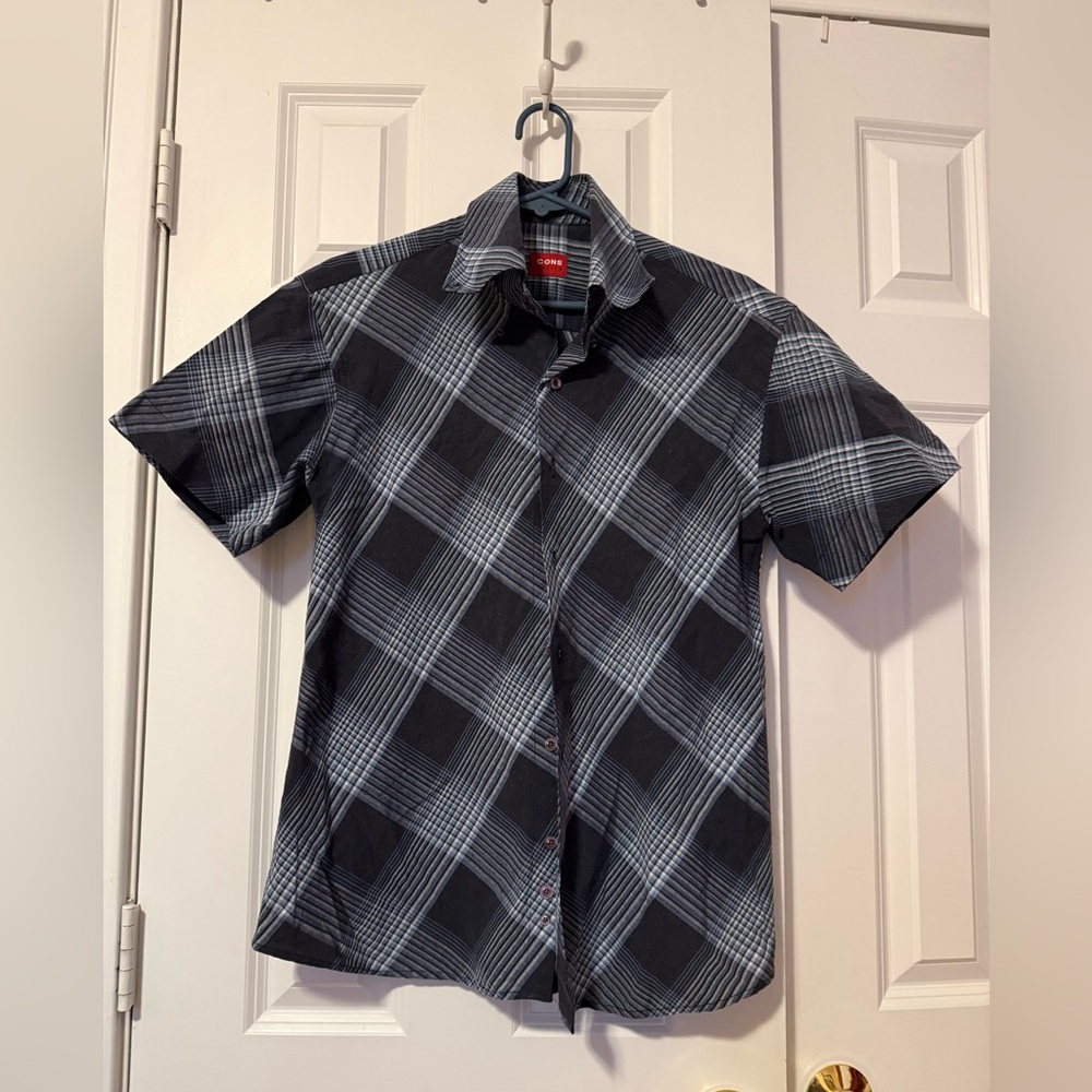 Men's Black and Gray Plaid Shirt Size Large